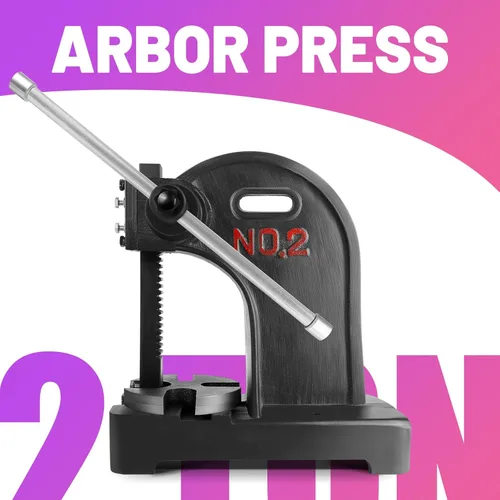 Miniatura 6 de Prensa de eje de 2 toneladas de altura máxima, prensas manuales negras de eje base perforada, prensa manual de escritorio para montaje seguro, Negro