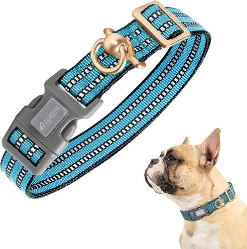 Miniatura 8 de Collar de perro Auroth para perros medianos y grandes, collar de perro reflectante, collares de perro de nylon suave ajustables con resistente army