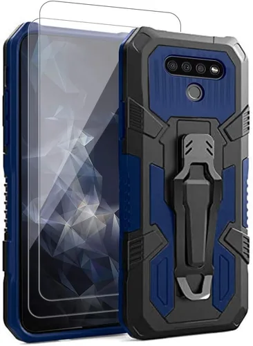 Miniatura 8 de Funda protectora resistente para LG K51, con protector de pantalla de vidrio templado [paquete de 2] resistente grado militar de 15 pies probada