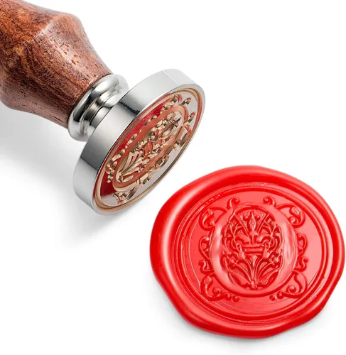 Miniatura 20 de Sello de cera Mceal, sello grande 1 1/5"(30mm) de diámetro, cabeza de latón plateado con mango de madera, serie de letras A a Z de estilo regio