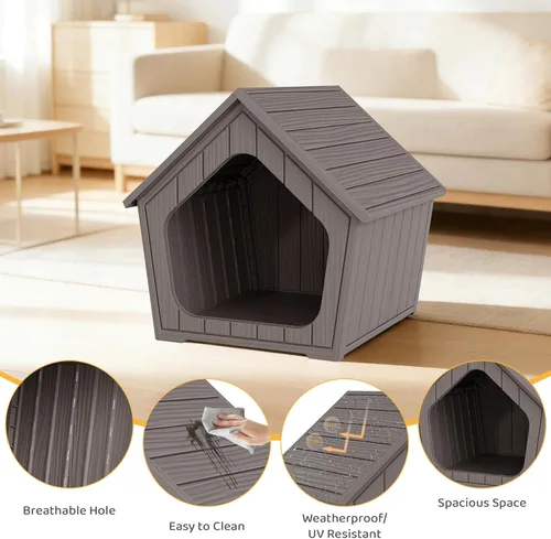 Miniatura 3 de Casa para gatos al aire libre, resistente a la intemperie, con garra, para gatos interiores y exteriores, resistente a la intemperie, material Café