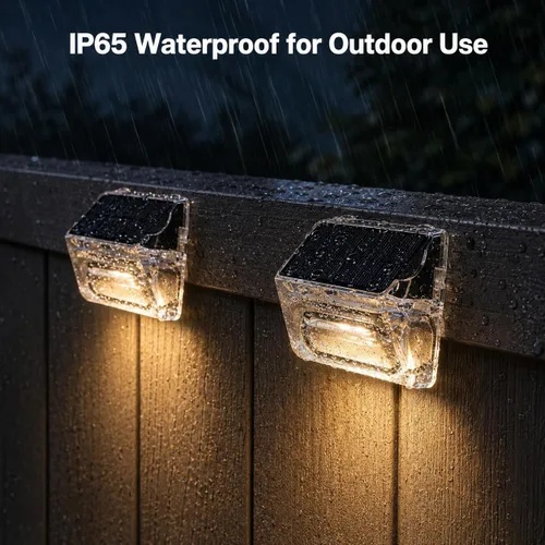Miniatura 2 de Qualdout Paquete de 8 luces solares para exteriores, luces solares impermeables para cubierta con lente acrílica transparente, luces solares blancas