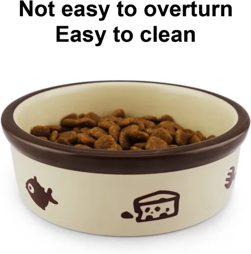 Miniatura 5 de TTCAT Cuenco de cerámica para gatos, bonito patrón de dibujos animados, cuenco básico, platos pequeños de alimentación de mascotas para gatos, Tazón