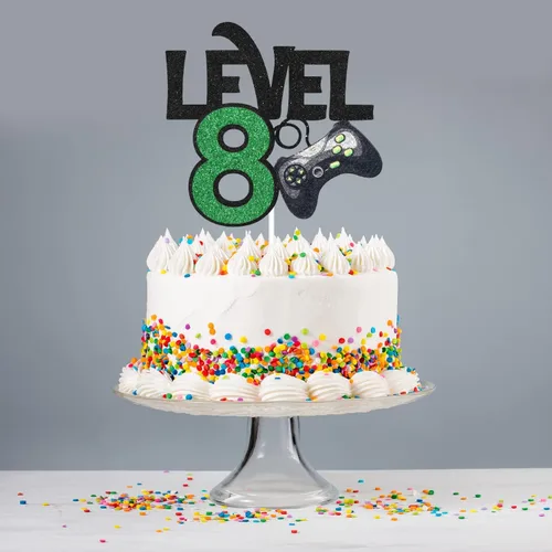 Miniatura 6 de Decoración para pastel de juego de nivel 8 – Suministros de fiesta de 8 cumpleaños para niños – Decoración de fiesta de juegos ganador