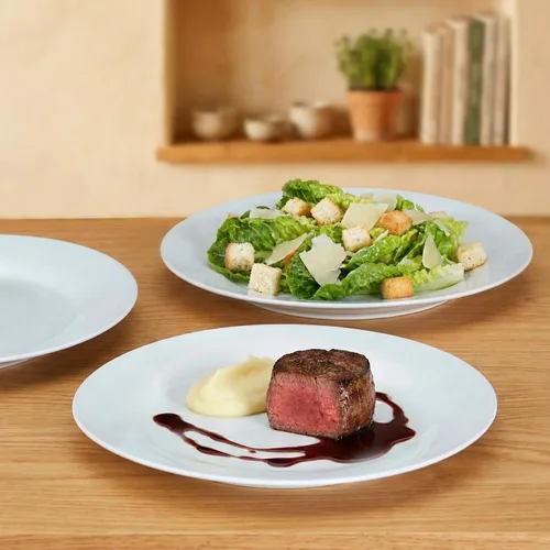 Miniatura 5 de Juego de 4 platos redondos de 10.5 pulgadas, platos de cerámica blanca para cena, ensalada, aperitivo y postre, microondas, vajilla apta
