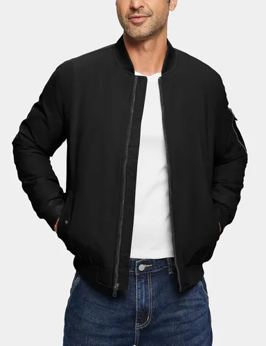 Miniatura 2 de TBMPOY - Chaqueta de hombre para el otoño, chaqueta de invierno, rompevientos, bomber, con cremallera, acolchada, de softshell, cálida