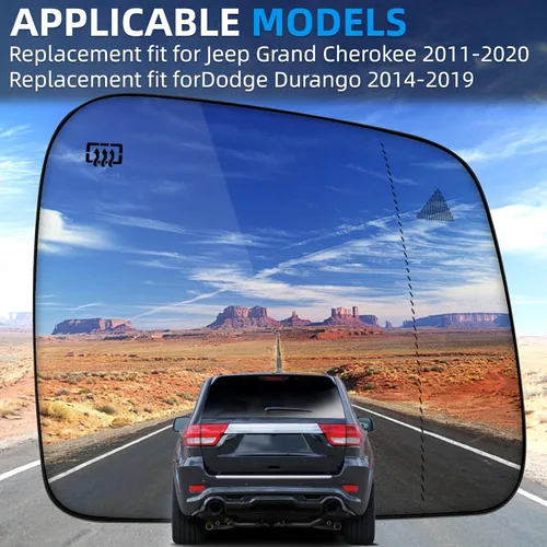 Miniatura 6 de Espejo lateral del pasajero de repuesto para Jeep Grand Cherokee 2011-2020, para Dodge Durango 2014-2019 - Espejo retrovisor lateral derecho