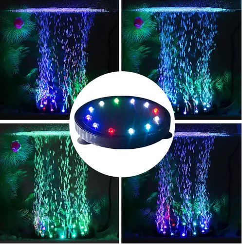 Miniatura 2 de 5 pulgadas 12 LED acuario burbuja luz aire piedra, tanque de peces LED burbuja bomba de aire sumergible bomba de aire lámpara de piedra burbuja