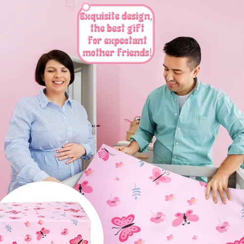 Miniatura 5 de Tudomro Juego de cama de 3 piezas para guardería de mariposas para niñas, juegos de cama de tamaño estándar con edredón, sábana ajustada y falda