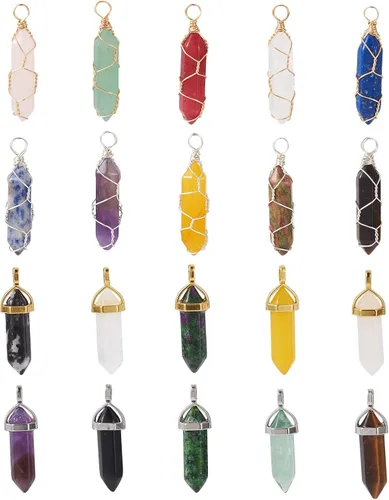 Miniatura 12 de Encantos de piedras preciosas de Fashewelry. Dije de cristal de chakra curativo para la fabricación de joyas., latín, G-G948-18P-FW
