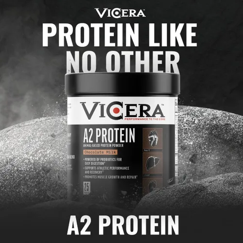 Miniatura 8 de VICERA A2 Polvo de Proteína, Leche de Chocolate, 25 G de Proteína por Porción, Mezcla Orgánica de A2/A2 de Suero y Caseína con Probióticos y Sal