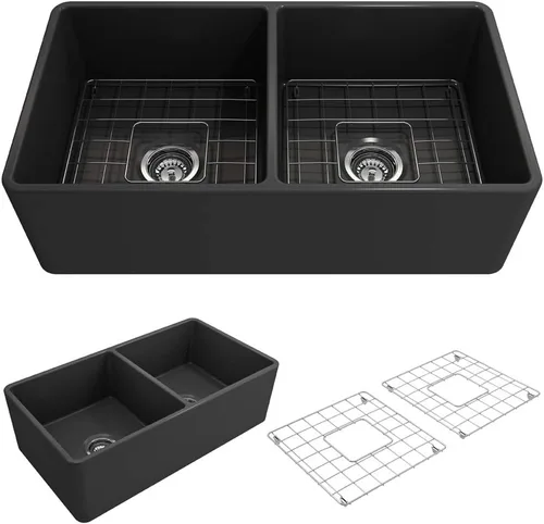 Miniatura 41 de BOCCHI Classico Farmhouse Fregadero de cocina de arcilla refractaria con frente de delantal de 20 pulgadas, un solo tazón con rejilla protectora
