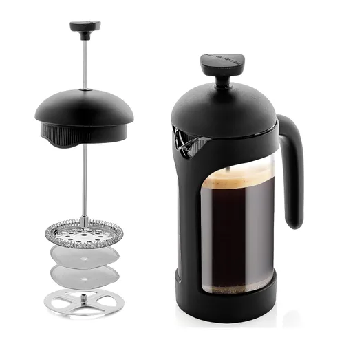 OVENTE Cafetera de prensa francesa de 12 onzas con vidrio de borosilicato resistente al calor y sistema de filtración de acero inoxidable de 4