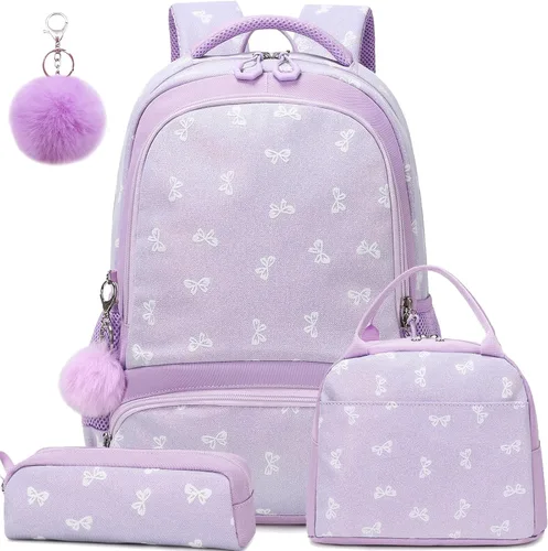 Miniatura 22 de Juego de mochila para niñas con diseño de unicornio, mochila escolar para niños, mochila para libros para niñas, set 3 en 1, regreso a clases