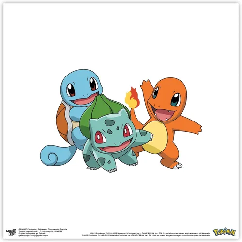 Miniatura 9 de Gallery Pops Pokemon - Bulbasaur, Charmander, Squirtle - Arte de pared con marco blanco, 12 x 12 pulgadas Versión enmarcada en blanco