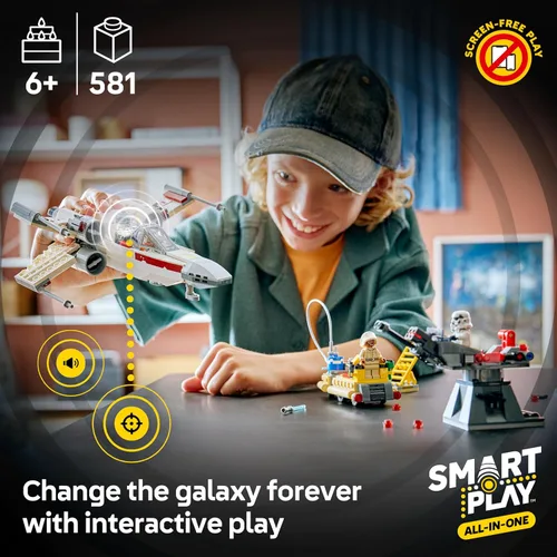 Miniatura 3 de LEGO Star Wars SMART Play: Luke's Red Five X-Wing - Juguete interactivo de construcción todo en uno - Reacciona a cómo te mueves y juegas con un