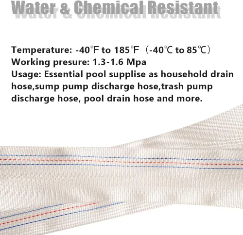 Miniatura 4 de QuQuyi Manguera de retrolavado de piscina de PVC reforzada de 1" x 30 pies de alta resistencia, tubo de descarga de agua plana de uso general