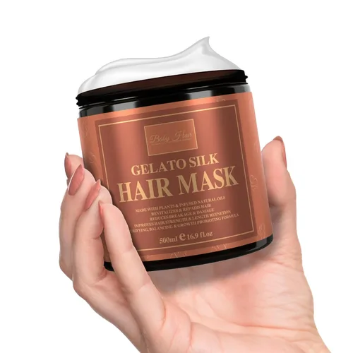 Miniatura 2 de Baby Hair - Mascarilla de seda de gelato para mujeres, queratina hidrolizada, jengibre recto y rizado, mascarillas capilares de aceite de oliva
