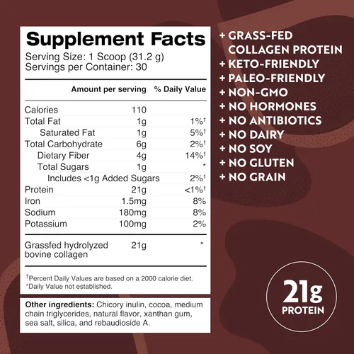 Miniatura 3 de Dr. Kellyann - Polvo de proteína de caldo de hueso Keto - Chocolate - Proteína 21g, 2g de carbohidratos netos - Colágeno hidrolizado alimentado