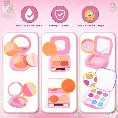 Miniatura 4 de Juego de maquillaje para niños de 3 a 5 años, maquillaje falso para niñas con bolso para niños, kit de maquillaje de juguetes para niñas de 3, 4, 5