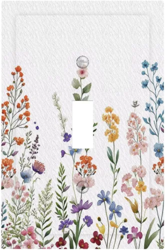Miniatura 11 de Cubiertas de Interruptor de Luz Artísticas de Cuádruple Palanca con Hojas Tropicales Florales Boho, Flores Bohemias Decorativas Botánicas, Placas