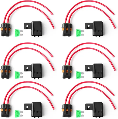 Newdeli Portafusibles en línea impermeables 12V con cubierta Paquete de 6 - Portafusibles en línea para fusible de cuchilla ATO/ATC para