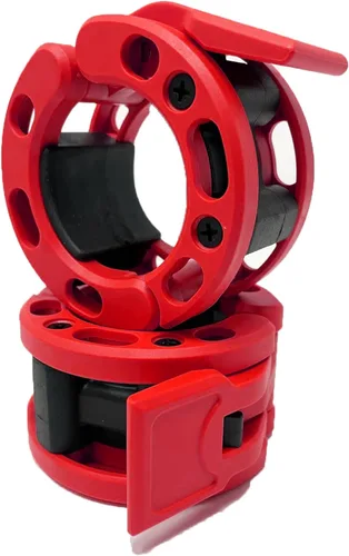 Miniatura 3 de Clout Fitness - Abrazaderas para barra de pesas olímpicas Collares de liberación rápida (2 unidades) Clips de peso con bloqueo para mancuernas de 2