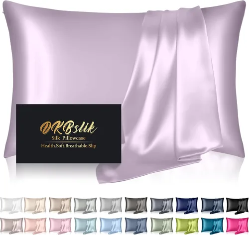 Miniatura 11 de Funda de almohada de seda para cabello y piel, fundas de almohada de seda de morera tamaño estándar, anti-acné, refrescante para dormir, seda Rosa