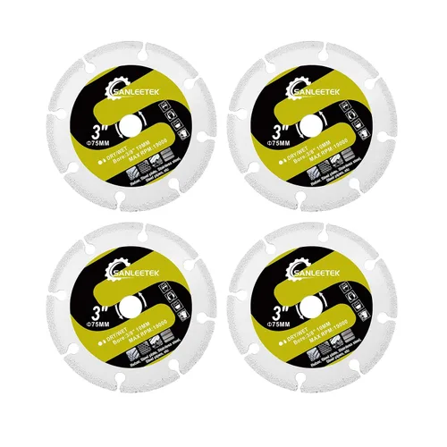 Miniatura 10 de Hoja de sierra para azulejos de diamante de 3 pulgadas (2.953 in), 4 piezas de cortadores de disco de malla para baldosas de cerámica, porcelana