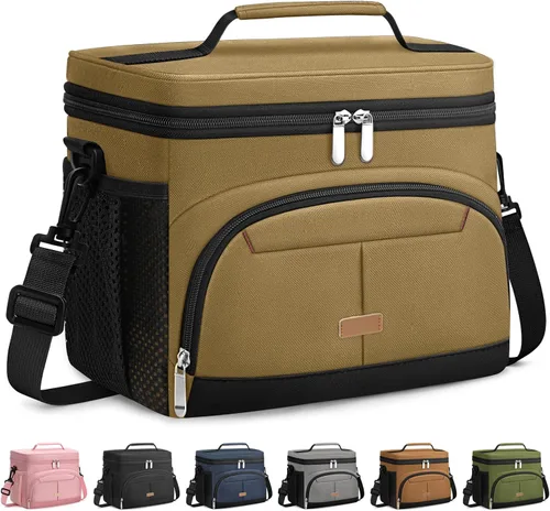 Miniatura 9 de Caja de almuerzo Pritent para hombre y mujer, bolsa de almuerzo aislada, bolsa refrigerante a prueba de fugas, bolsas de almuerzo con asa extraíble