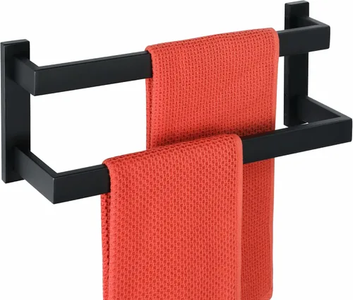 Alise Barras de Toalla Dobles de 16 Pulgadas para Montaje en Pared de Baño, Toallero de Baño con Dobles Barras de Toalla para Lavabo de Baño, Barra