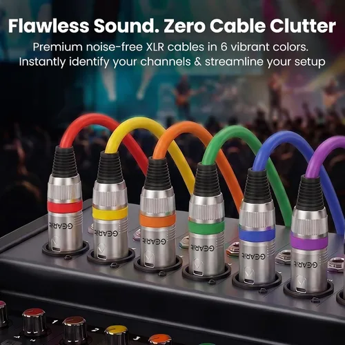 Miniatura 7 de GEARit XLR Cables de 1 pie 6 unidades de varios colores, cable de micrófono XLR macho a hembra, cable de micrófono blindado equilibrado