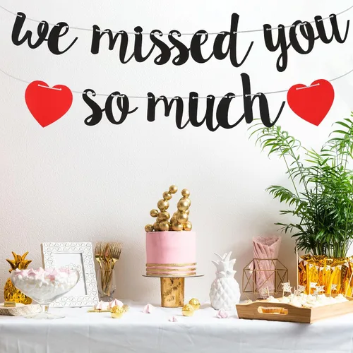 Miniatura 6 de Cartel de bienvenida a casa, pancarta con texto en inglés "We Missed You So Much", decoración de bienvenida para familia, reunión, amigos