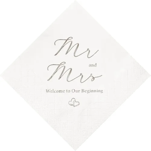 Miniatura 8 de Crisky Servilletas de 3 capas de papel de aluminio dorado Mr and Mrs de cóctel de boda, 100 unidades para bodas, fiestas, recepciones, postres