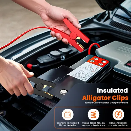 Miniatura 3 de Journeyman-Pro - Cables de carga de batería CC tipo T compatibles con generador Honda 14AWG 15A 12VDC con abrazaderas aisladas, cable de 3.6 m