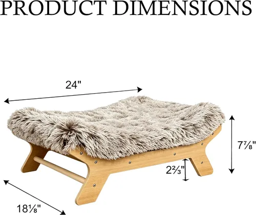 Miniatura 2 de Cama elevada para perros de 24 x 18 x 7 pulgadas, marco de cama elevado de madera para perros pequeños y colchón para mascotas pequeñas de hasta 40