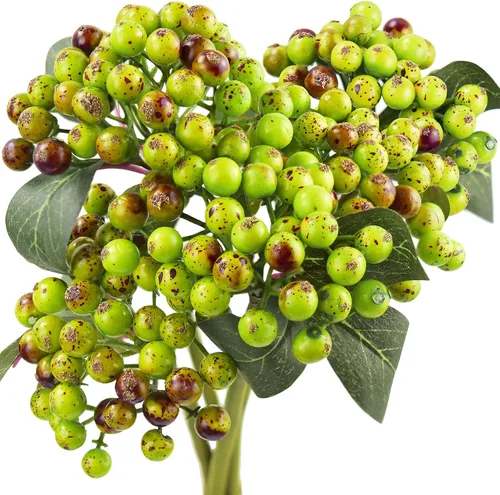 Miniatura 7 de FiveSeasonStuff 10 ramitas de bayas de acebo artificiales verde manzana