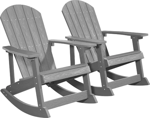 Miniatura 16 de YEFU Mecedora para exteriores, mecedora Adirondack, silla mecedora de patio con respaldo ancho, silla mecedora de gran tamaño con aspecto de madera