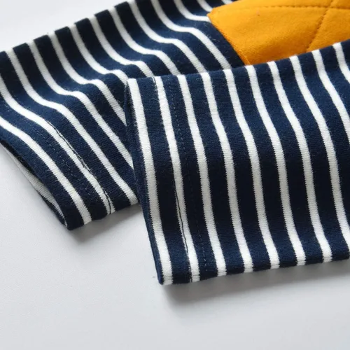 Miniatura 8 de Rebey Conjunto de sudadera con capucha de manga larga a rayas para bebés y niños pequeños