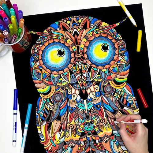 Stuff2Color Baby Owl - Póster para colorear para niños, niños pequeños, adolescentes y adultos [hermoso proyecto de artes y manualidades para todas