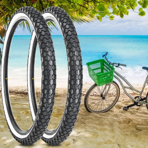 Miniatura 7 de Paquete de 2 neumáticos y tubos de bicicleta Cruiser de 26 x 2.125 pulgadas, neumáticos de pared blanca para bicicleta de playa con 2 palancas