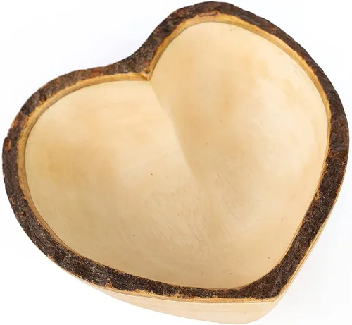 Miniatura 15 de WitnyStore Cuenco en forma de corazón de 6 pulgadas, funcional y coleccionable, cuenco de madera hecho a mano para servir frutos secos, postres