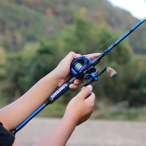 Miniatura 8 de One Bass Combo de caña de pescar y carrete, IM7 grafito 2 piezas en blanco para baitcasting, caña de pescar giratoria con mango de superpolímero