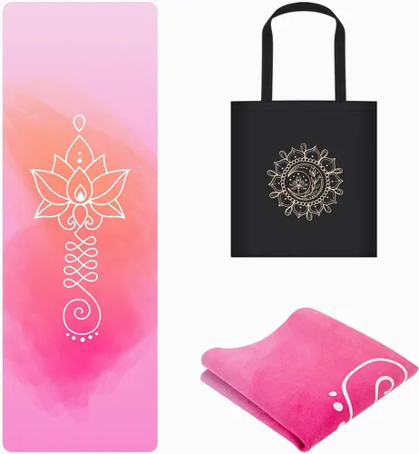 Tapete de yoga de viaje, antideslizante, plegable, con bolsa de transporte para yoga, ejercicio, pilates, 0.059 in de grosor, ligero, esterilla de