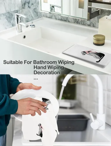 Miniatura 6 de Coquette - Toallas de cocina de leopardo con lazo rosa, toallas de mano retro de moda para baño, paños de cocina con estampado de leopardo funky
