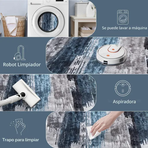 Miniatura 5 de Ciicool Alfombra de pasillo lavable de 2 x 6, alfombra moderna abstracta para pasillo, antideslizante, delgada, ligera, con estampado gris marino