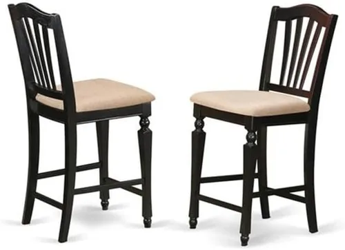 Miniatura 4 de East West Furniture JACH3-BLK-C - Juego de mesa de comedor de 3 piezas de altura de mostrador contiene una mesa redonda de madera con pedestal y 2