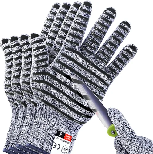 Guantes de corte, 2 pares de guantes resistentes a cortes, guantes de cocina, guantes de corte para chef, guantes de corte, color gris