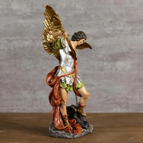 Miniatura 5 de BC - Estatua de San Miguel católico, figura de arcángel de 12 pulgadas de alto, protector de los fieles, decoración católica del hogar, escultura