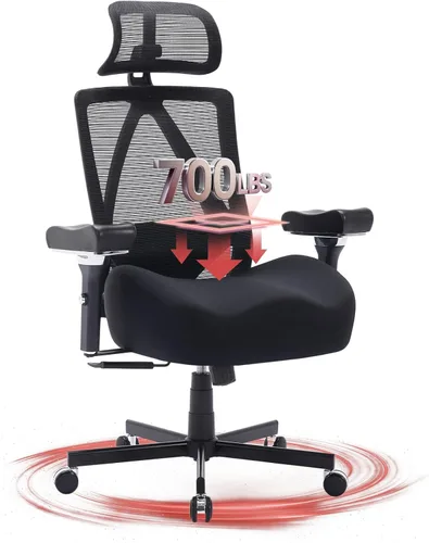 Miniatura 11 de Silla de oficina grande y alta de 700 libras, silla de escritorio ergonómica con cojín grueso de ancho, silla de oficina de malla ejecutiva
